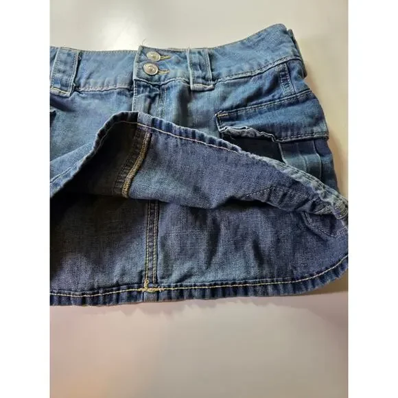 H&M Blue Medium Wash Cargo Lightweight Denim Mini Skirt SZ XXS - Picture 3 of 8